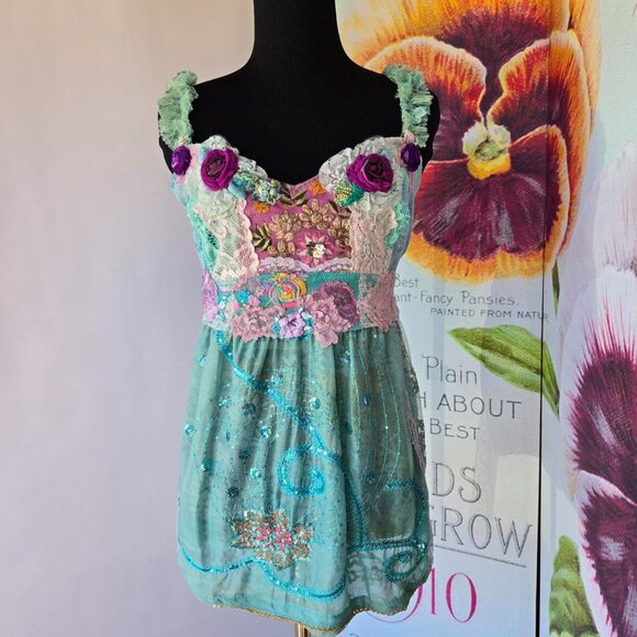 Ethereal Aqua and Lavender Vintage Style Blouse Mermaidcore - Picture 5 of 7